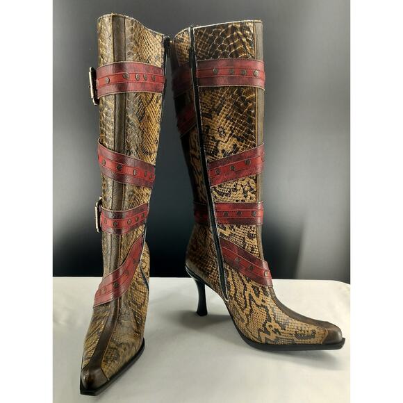 Jaded Poison Brown Leather knee-high boots - Picture 3 of 10